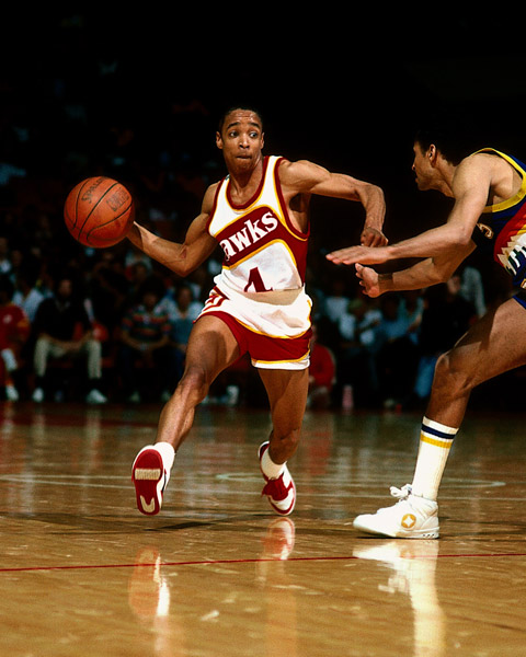 spud webb #4 white red jerseys